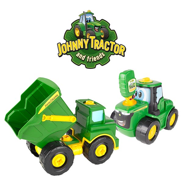 Johnny interaktív traktor és összeszerelhető billenős teherautó